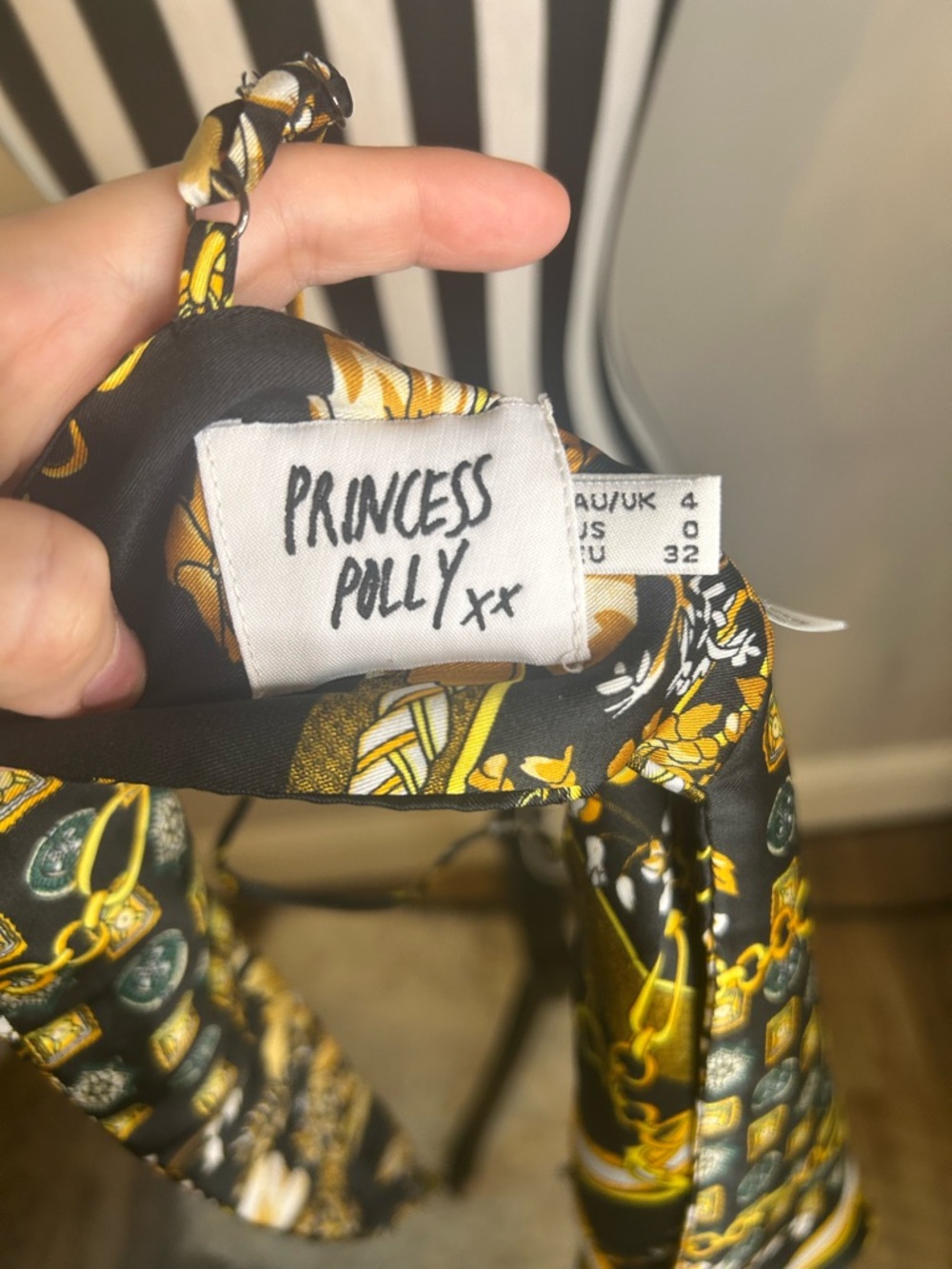 Princess Poly Black & Gold Floral handkerchief Top - Picture 7 of 7